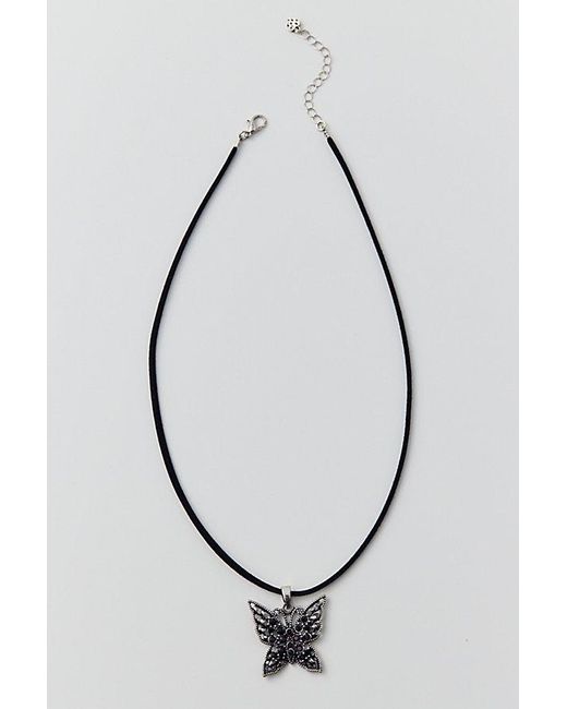 Urban Outfitters Black Mariposa Leather Corded Necklace