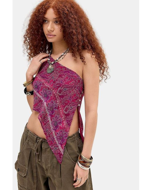 Kimchi Blue Purple Maria Embellished Off-shoulder Top