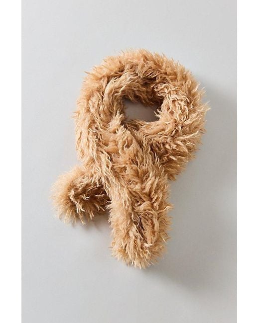 Urban Outfitters Natural Shaggy Faux Fur Scarf