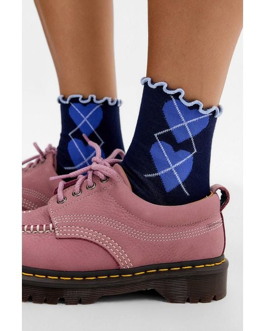 Out From Under Blue Argyle Ankle Socks