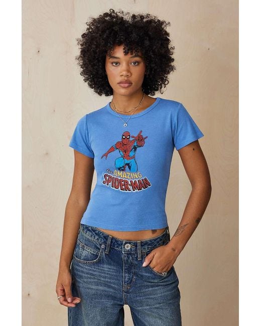 Urban Outfitters Blue Uo Spiderman Relaxed Baby T-shirt