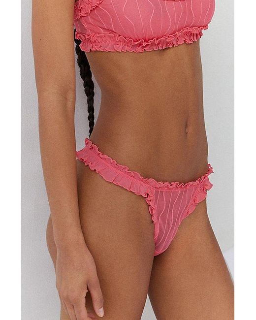 Out From Under Red Make Waves Ruffle G-String Thong