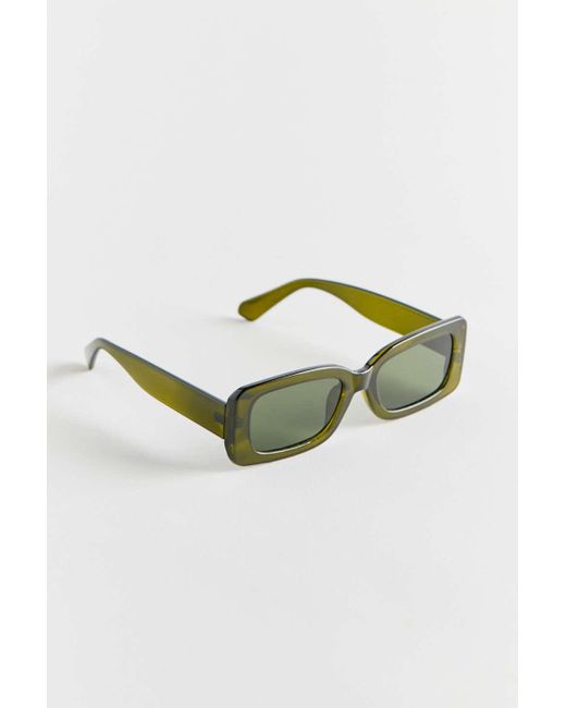 Urban Outfitters Green Fairfax Chunky Rectangle Basic Sunglasses