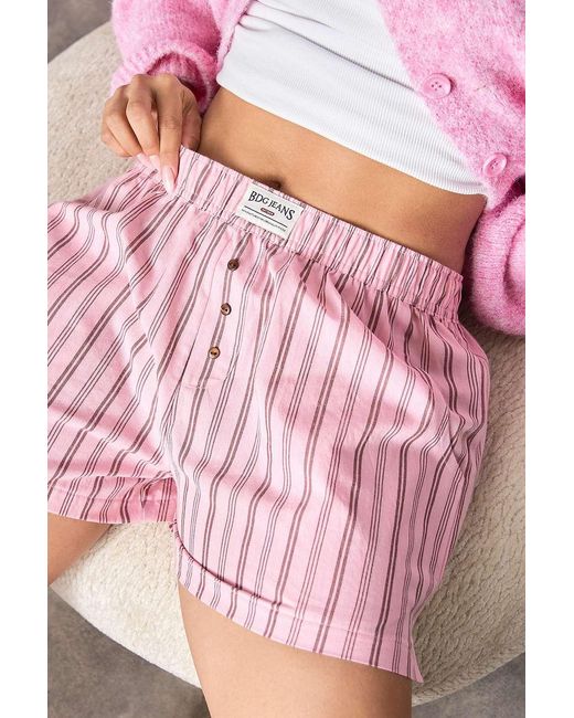 BDG Pink Striped Boxer Shorts