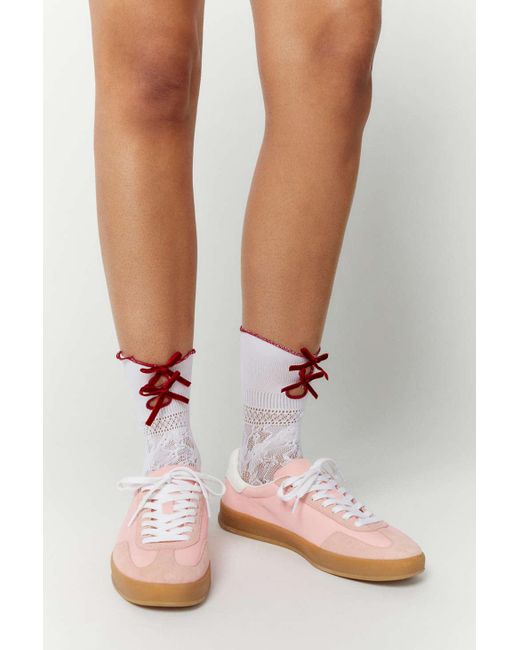 Urban Outfitters Pink Bow Lace Crew Sock