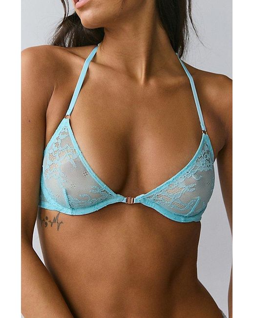 Out From Under Blue Julia Sheer Lace Racerback Underwire Bra