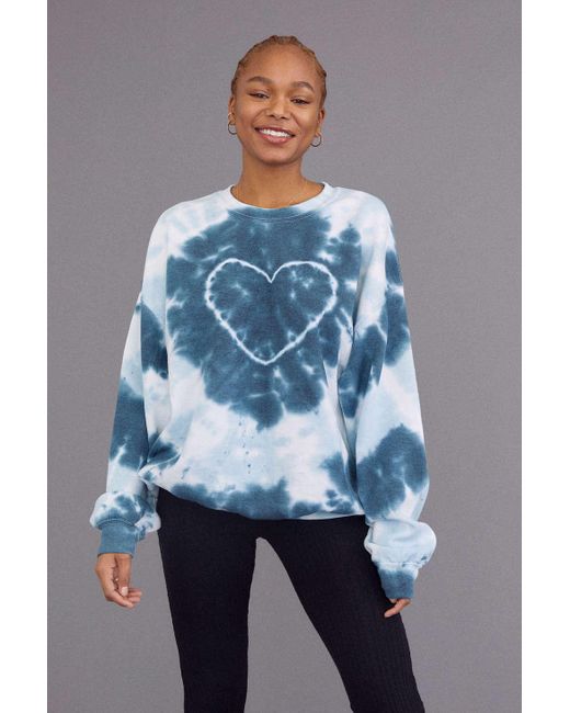 Urban Renewal Blue Recycled Heart Tie-dye Crew Neck Sweatshirt