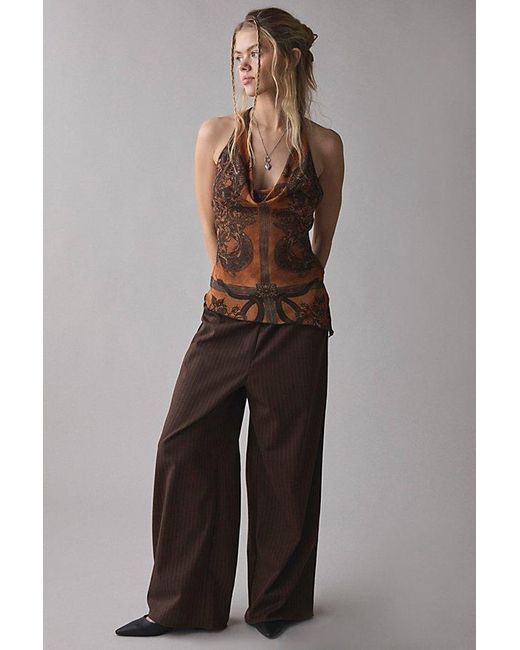 Silence + Noise Gray Espresso Cowl Neck Halter Top