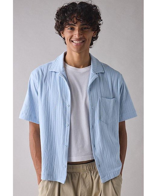 Urban Outfitters Blue Uo Ribbed Knit Boxy Short Sleeve Shirt Top for men