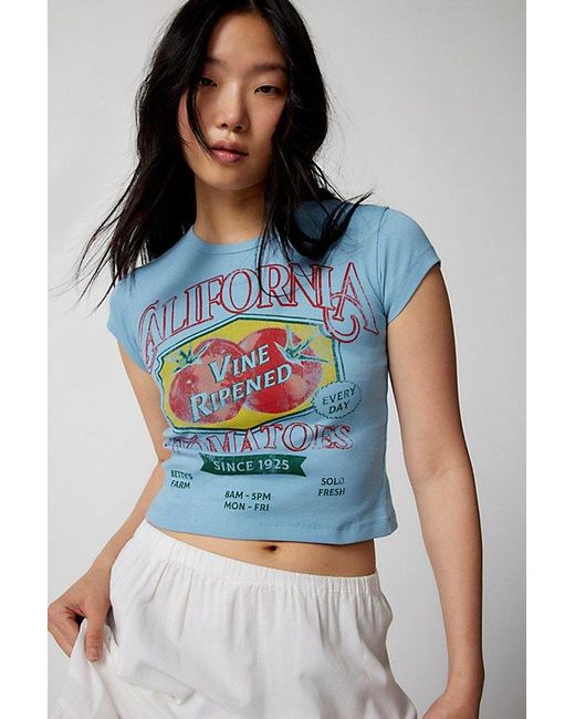 Urban Outfitters Blue California Tomatoes Baby Tee
