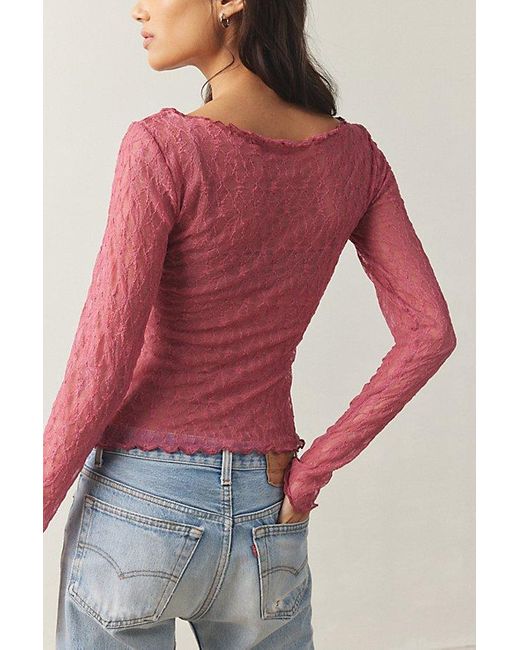 Out From Under Red Libby Sheer Long Sleeve Top