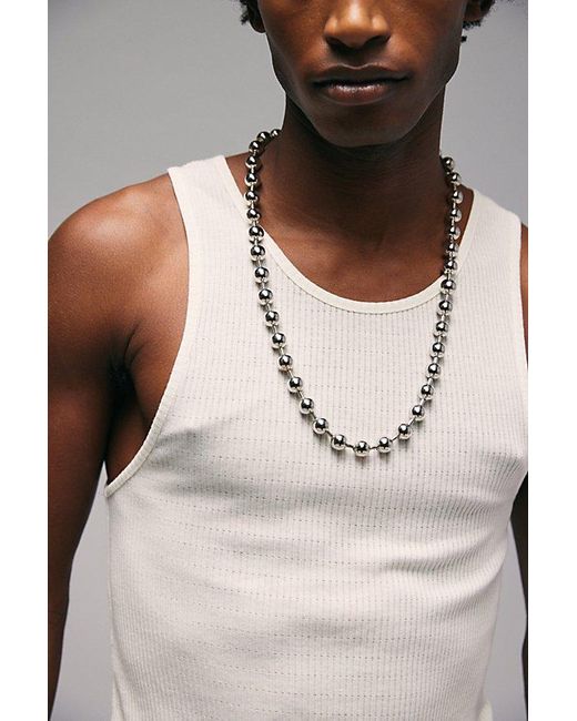 Urban Outfitters Metallic Stainless Steel Ball Bead Statement Necklace for men