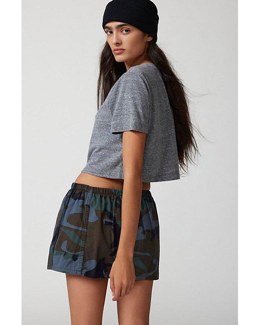 Urban Renewal Blue Remade Overdyed Camo Mini Skirt