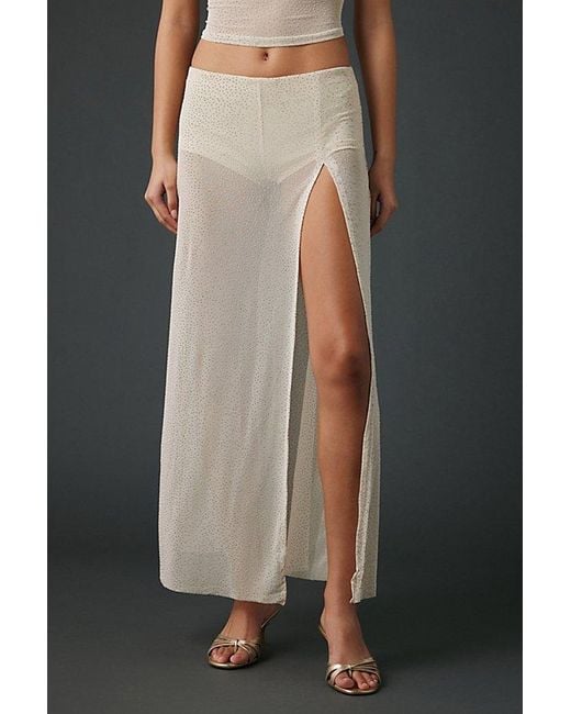 Urban Outfitters Black Uo A Girl's Best Friend Rhinestone Studded Sheer Mesh Skirt 2-Piece Set