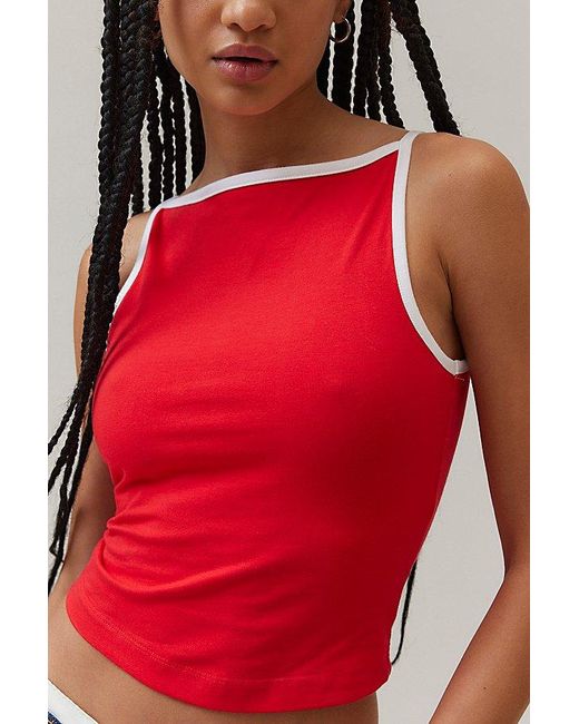 BDG Red Romy Boatneck Cropped Tank Top