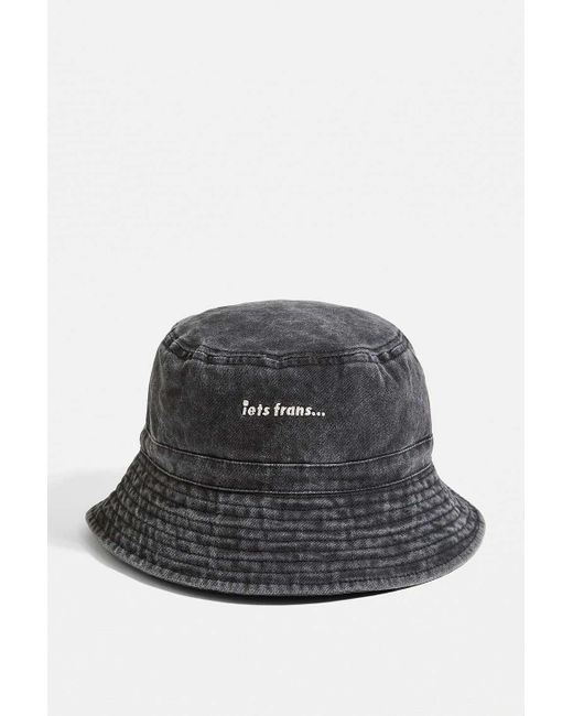 iets frans Washed Black Bucket Hat for men