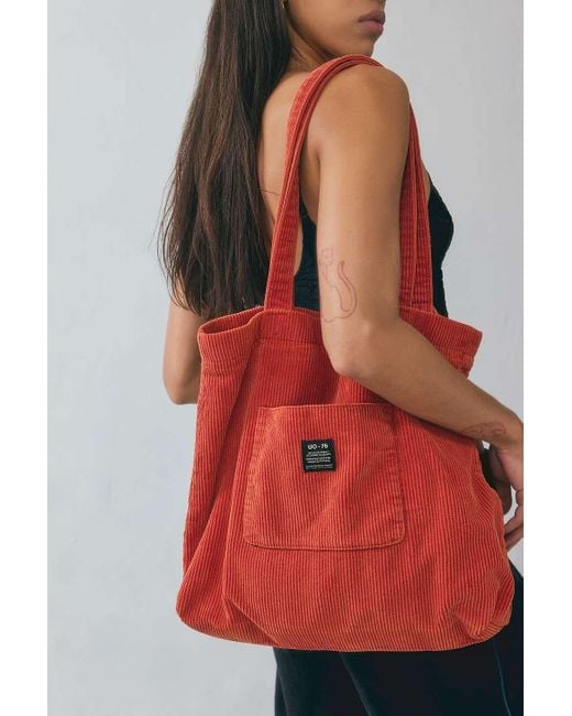 Urban Outfitters Red Uo Corduroy Pocket Oversized Tote Bag