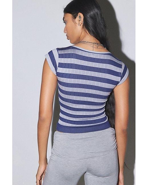 Out From Under Gray Seamless Striped Tee