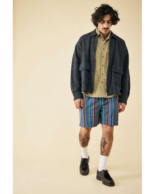 BDG Blue Purple Stripe Twill Shorts S At Urban Outfitters for men