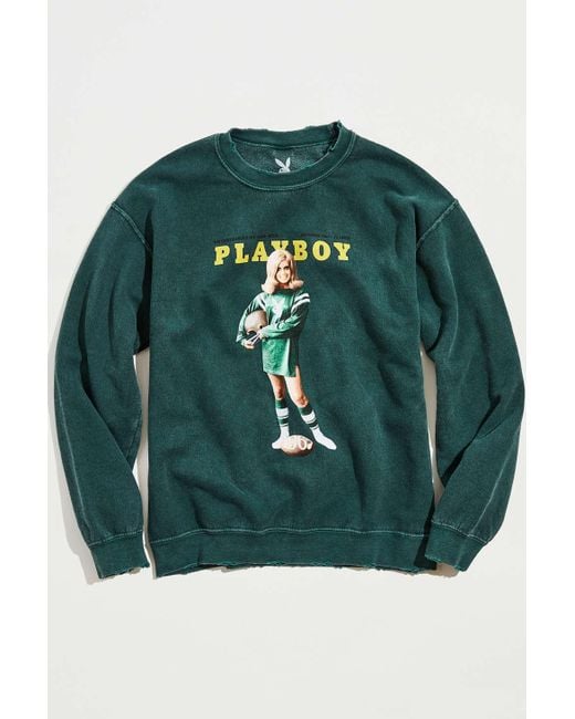 Urban Outfitters Playboy Collegiate Football Crew Neck Sweatshirt in Green  for Men | Lyst