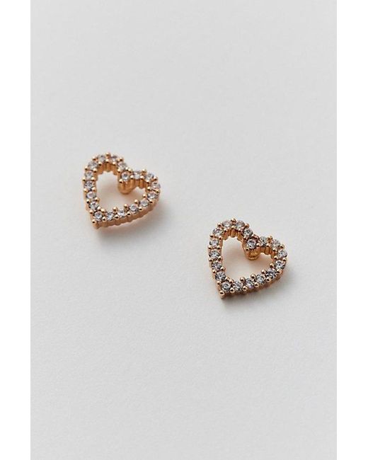 Urban Outfitters Brown Delicate Rhinestone Heart Earring