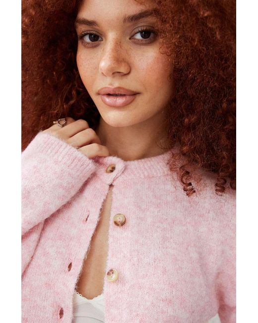 Urban Outfitters Pink Uo Casey Crew Cardigan