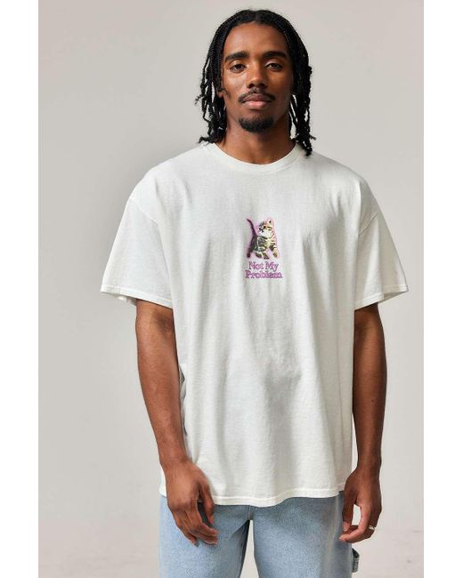 Urban Outfitters Natural Uo Not My Problem Cat T-shirt for men