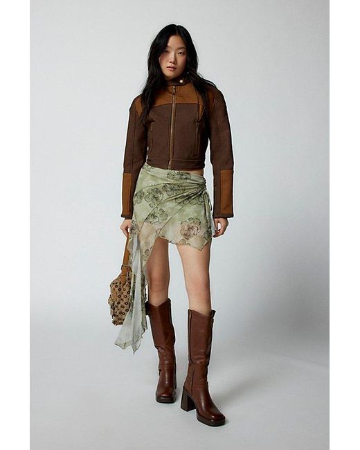 Urban Outfitters Green Uo Charlie Mesh Asymmetrical Mini Skirt