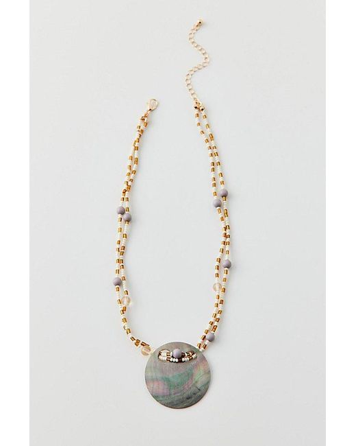 Urban Outfitters Natural Mother Of Pearl Shell Beaded Necklace