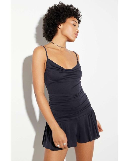 Urban Outfitters Blue Uo Arlo Cupro Playsuit