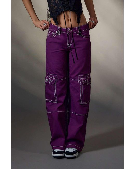 True Religion Uo Exclusive Purple Baggy Cargo Pants