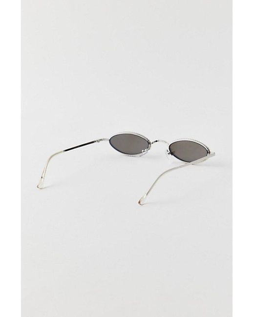 Urban Outfitters Metallic Rhinestone Slim Oval Sunglasses