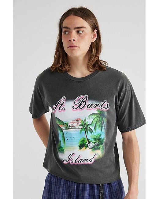 Urban Outfitters Gray St. Barts Cropped Tee for men
