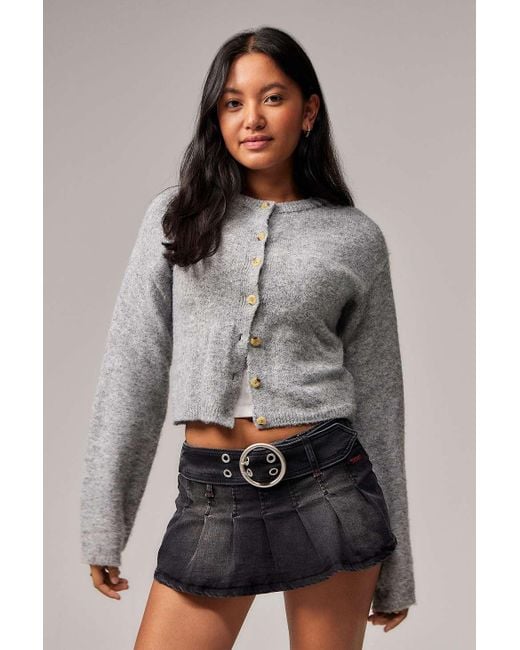 BDG Gray Rowan Belted Kilt Mini Skirt