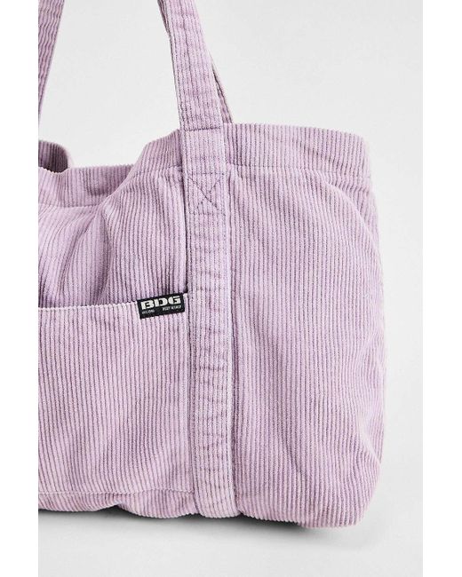 BDG Purple Tab Pocket Corduroy Tote Bag