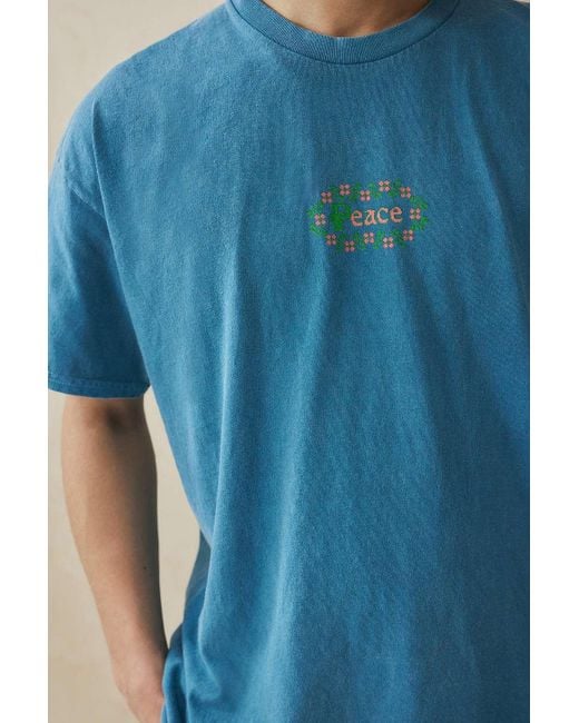 Urban Outfitters Blue Uo Teal Serenity T-shirt for men