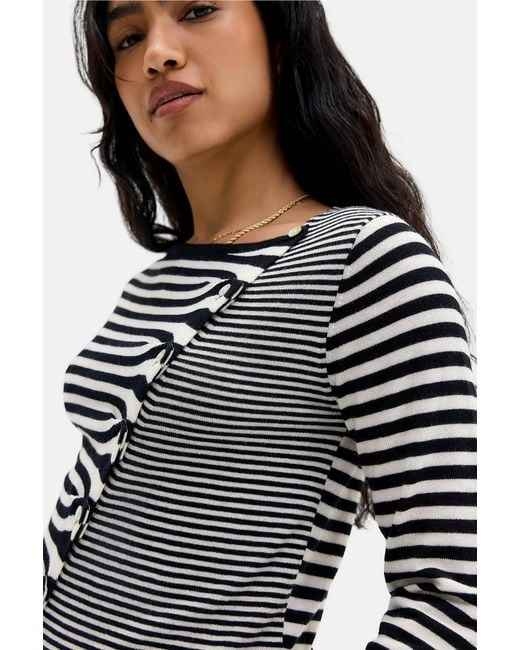 BDG Black Lumi Button-up Pleated Asymmetric Placket Top