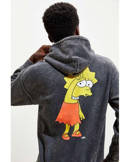 Urban Outfitters Gray The Simpsons Lisa Loser Pigment Dye Hoodie Sweatshirt for men