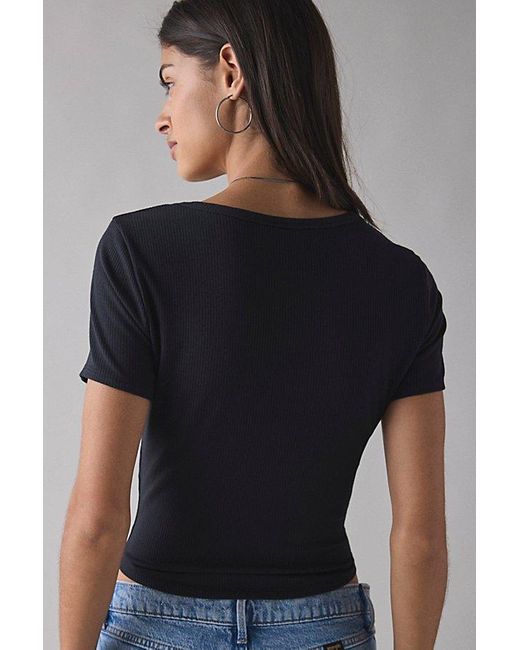 Vintage & ReMADE by UO Blue Remade By Uo Remnants Ribbed Flyaway Top