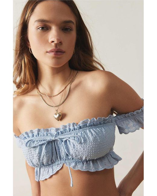 Out From Under Blue Picnic Off-the-shoulder Top
