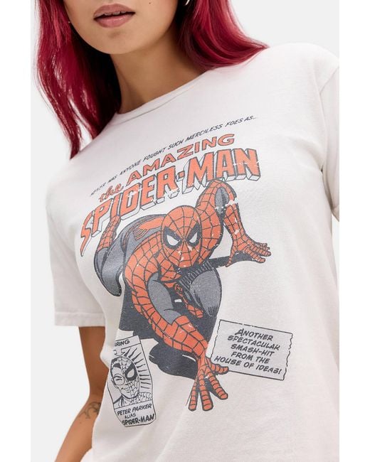 Urban Outfitters White Uo Spiderman Relaxed T-shirt