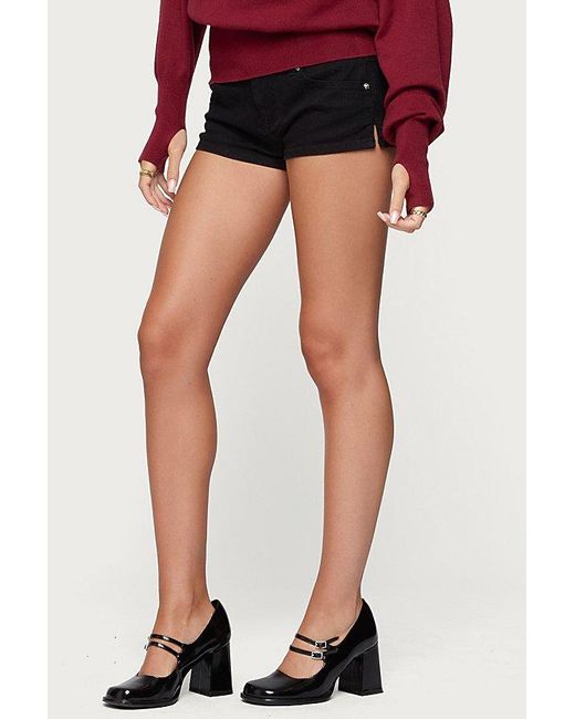 Edikted Black Jagger Low Rise Denim Shorts