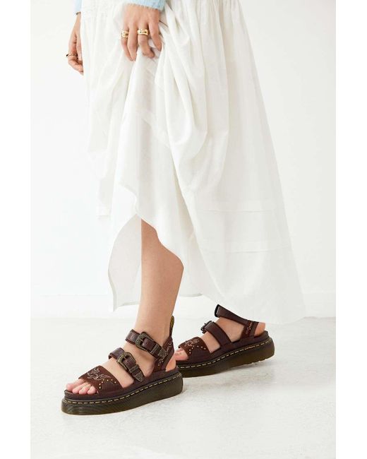 Urban Outfitters White Dr. Martens Brown Gryphon Quad Sandals