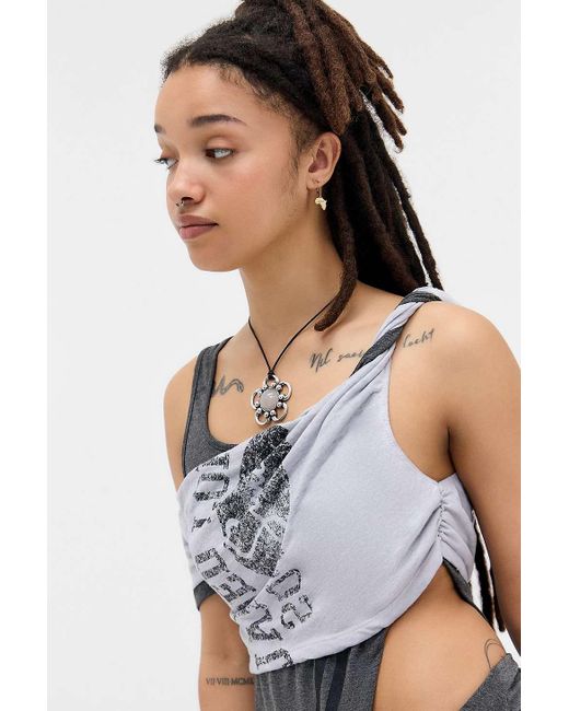 Jaded London White Asymmetric Two Tee Top