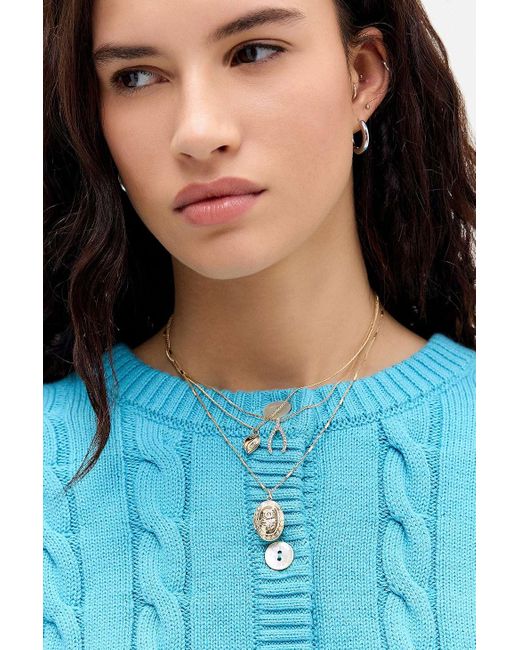 Silence + Noise Metallic Silence + Noise Floral Oval Locket Necklace