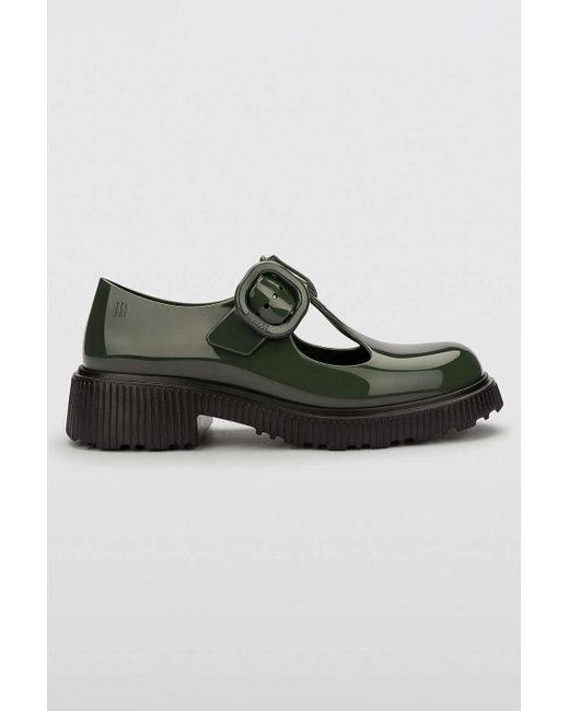 Melissa Jackie Jelly Mary Jane Shoe In Black/green,at Urban Outfitters