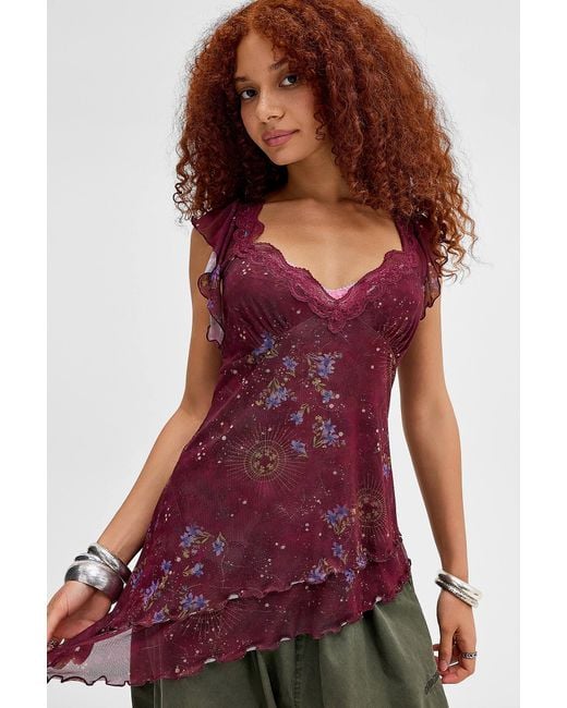 Kimchi Blue Red Kelly Asymmetric Tunic