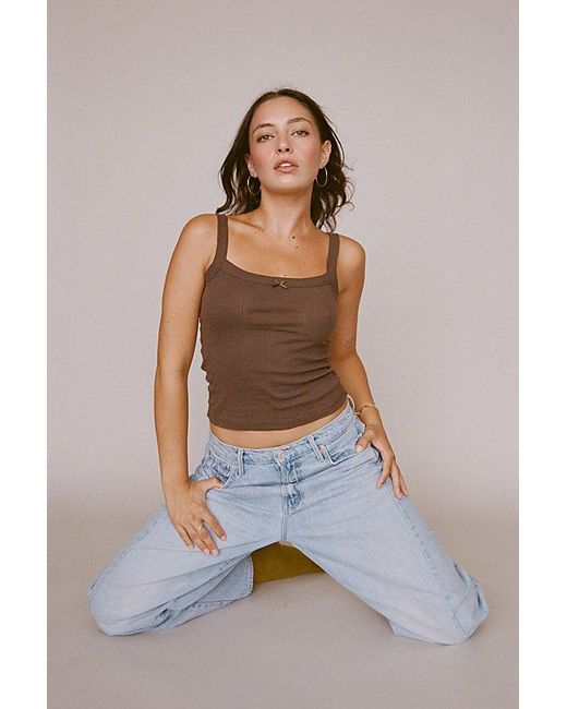 RAT BOI Blue Square Neck Pointelle Cami