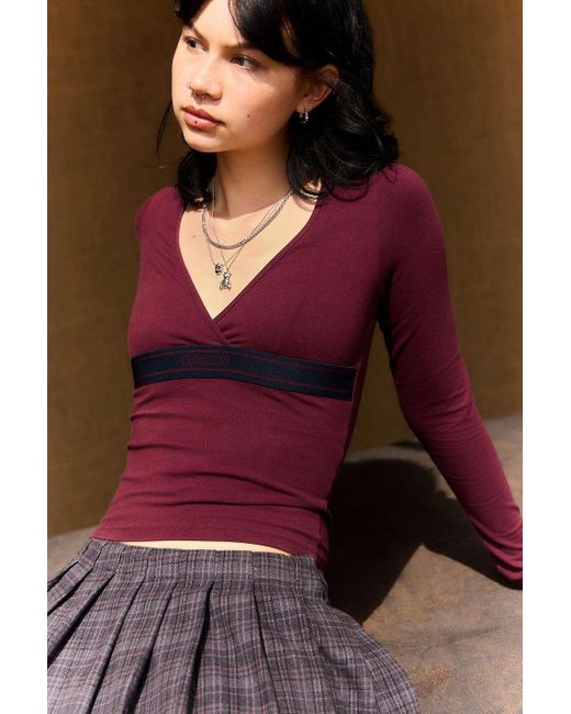iets frans Purple Tyla Logo Elastic Long Sleeve T-shirt Xs At Urban Outfitters