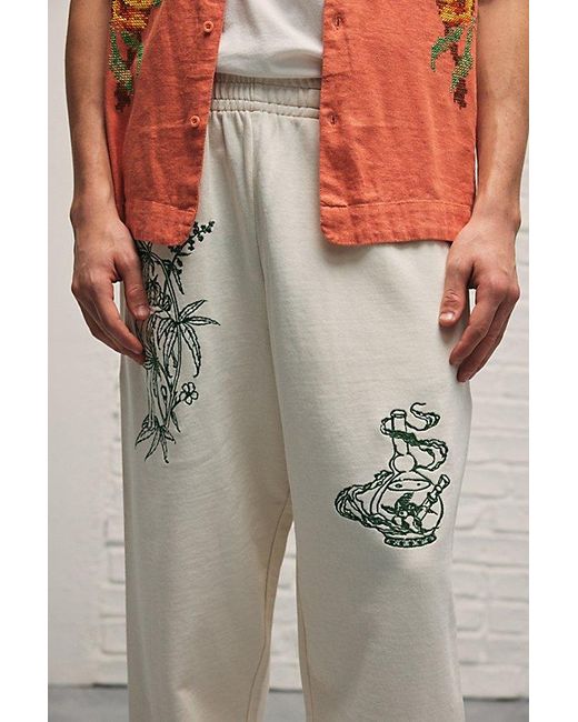 BDG Gray Bonfire Embroidered Sweatpant for men